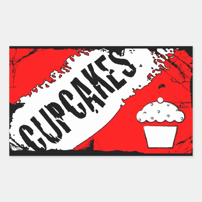 Sticker Rectangulaire miettes cupcakes (Devant)