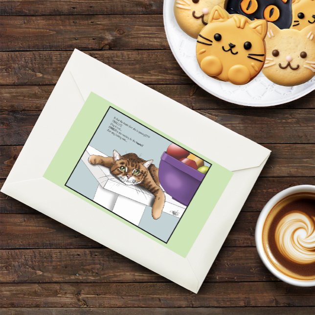 Sticker Rectangulaire Mignon Chat Tigre Orange Traitements Drôle d'atten (Créateur téléchargé)