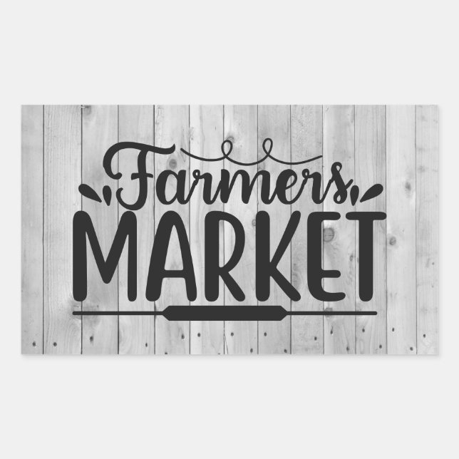 Sticker Rectangulaire mignon Farmers marché mot art (Devant)