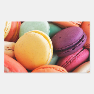 Sticker Rectangulaire Mignonne dessert coloré Français Macaron