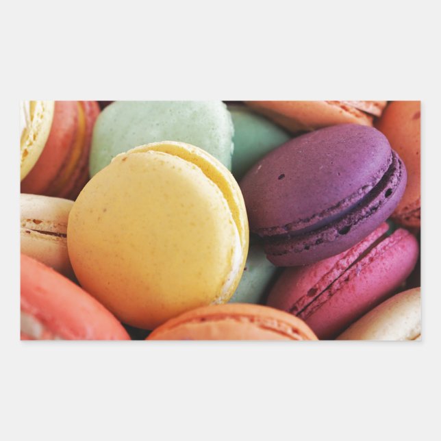 Sticker Rectangulaire Mignonne dessert coloré Français Macaron (Devant)