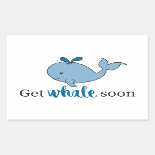 Sticker Rectangulaire Mignonne Main Tirée Obtenir Baleine Bientôt Balein