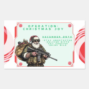 Sticker Rectangulaire Militaire amusant/Père Noël de Noël