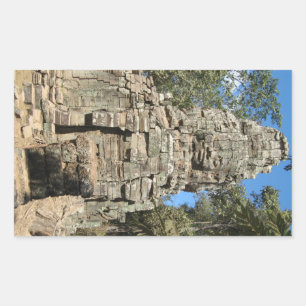 Sticker Rectangulaire Mini Bayon ... Ta Prohm, Siem Reap, Cambodge