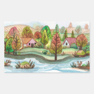Sticker Rectangulaire Mini Island Lakescape