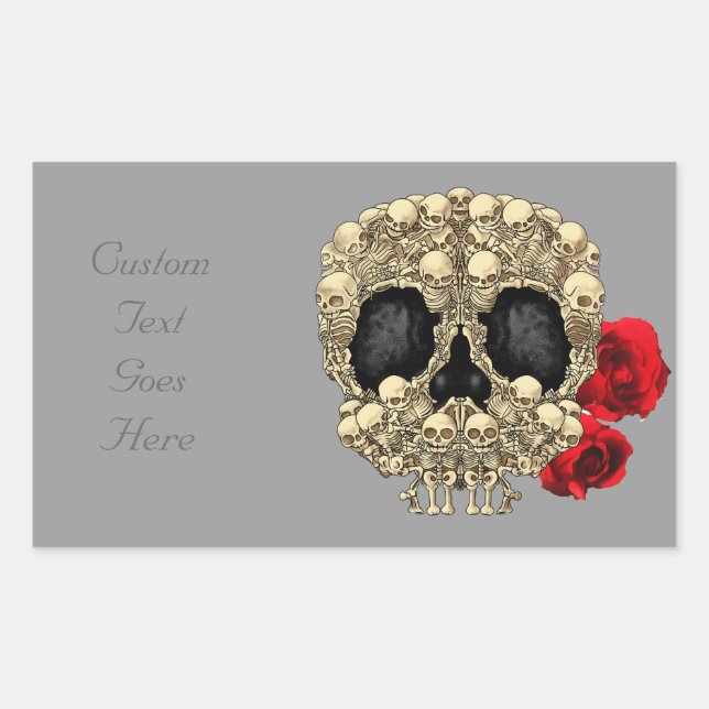 Sticker Rectangulaire Mini Skeletons Crâne à sucre (Devant)