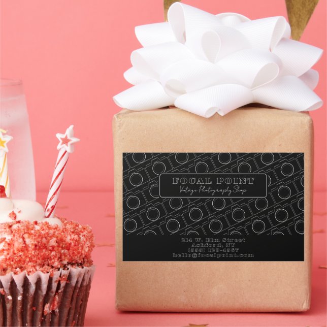 Sticker Rectangulaire  Minimal Black & White Camera Pattern Photography (Fête)