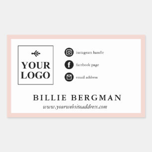 Sticker Rectangulaire Minimaliste Blush Black Médias sociaux Votre logo