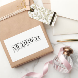 Sticker Rectangulaire Minimaliste Noël de mariage Plus joyeux ensemble