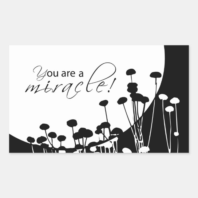 Sticker Rectangulaire Miracle de récupération, noir et blanc (Devant)