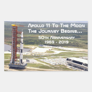 Sticker Rectangulaire Mission Apollo 11 à l'anniversaire de la Lune