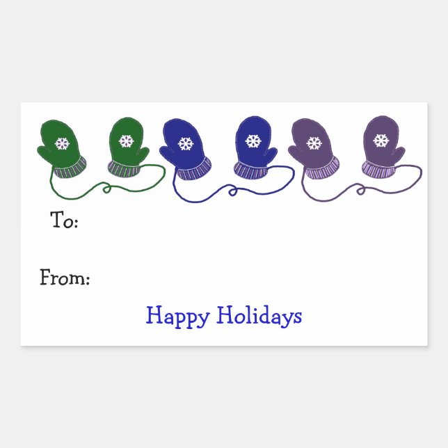 Sticker Rectangulaire Mittens coloré (Devant)