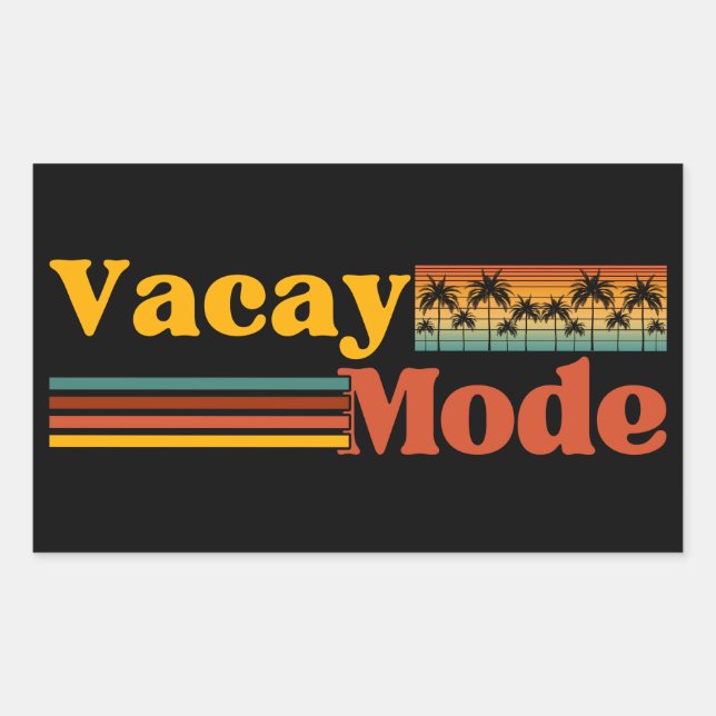 STICKER RECTANGULAIRE MODE VACANCES PALMIER FAMILLE VACANCES  (Devant)