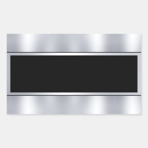 Sticker Rectangulaire Modèle blanc personnalisé Faux Argent Noir Ajouter