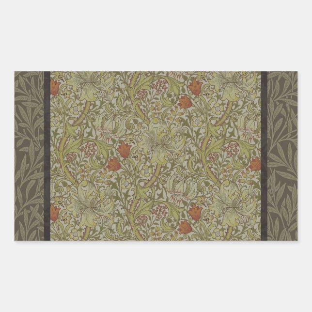 Sticker Rectangulaire Modèle de branche de saule et de lys doré de Willi (Devant)
