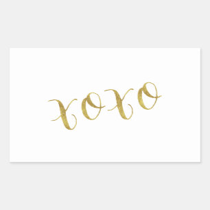 Sticker Rectangulaire Modèle de Parties scintillant XOXO Quote Faux Gol