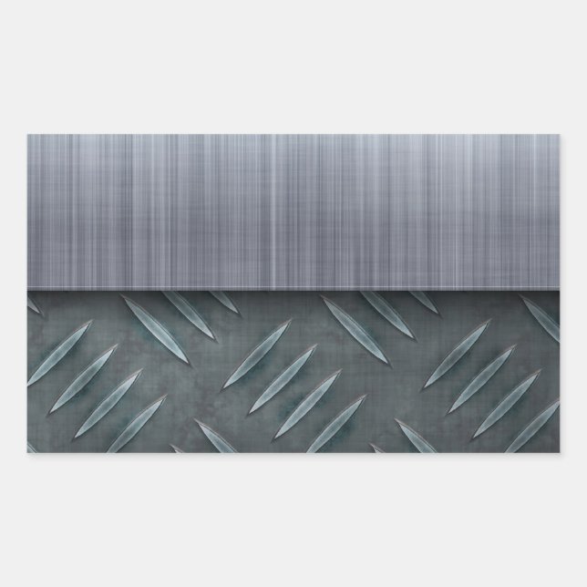 Sticker Rectangulaire Modèle de plaque de diamant en métal brossé (Devant)