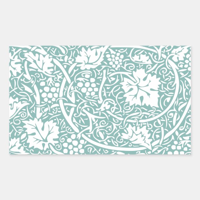 Sticker Rectangulaire Modèle de raisin de William Morris sarcelle turquo (Devant)