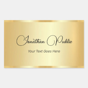 Sticker Rectangulaire Modèle de script de script de look or personnalisé