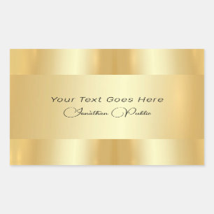 Sticker Rectangulaire Modèle de script manuscrit Elégant Faux Gold