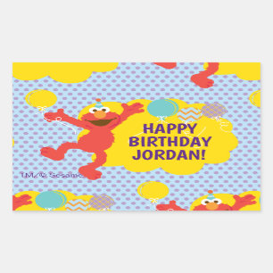 Sticker Rectangulaire Modèle Elmo avec ballons de fête