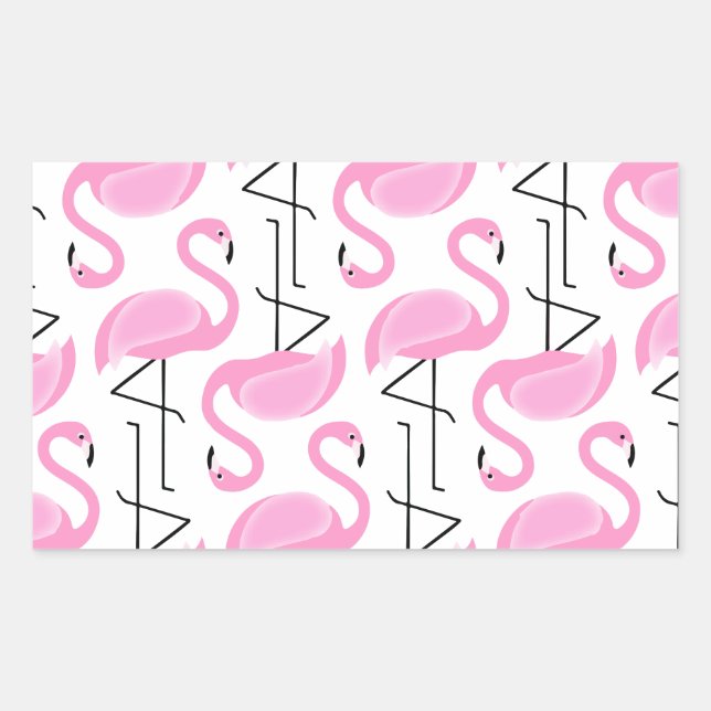 Sticker Rectangulaire Modèle Flamingo rose moderne simple (Devant)
