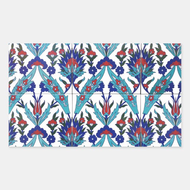 Sticker Rectangulaire Modèle floral turc Iznik (Devant)