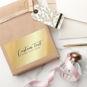 Sticker Rectangulaire Modèle Or Script Typographie Votre Texte Personnal