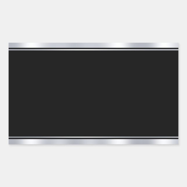 Sticker Rectangulaire Modèle vierge Faux Argent Noir Ajoutez Votre Texte (Devant)
