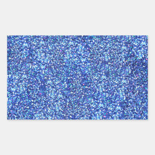Sticker Rectangulaire Modèle vierge pailleté bleu Faux Luxueux Classique