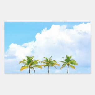 Sticker Rectangulaire Modèle vierge personnalisé nuages et palmiers ciel