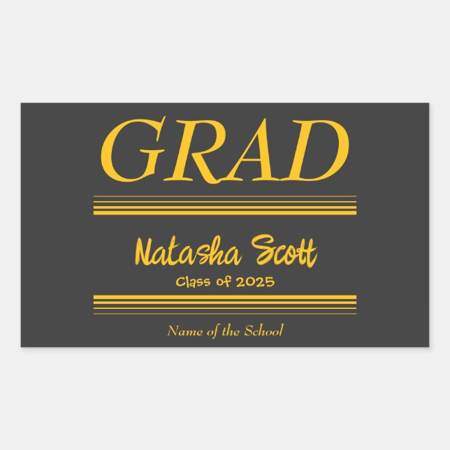 Sticker Rectangulaire Modern Personalized grad school Graduation (Devant)