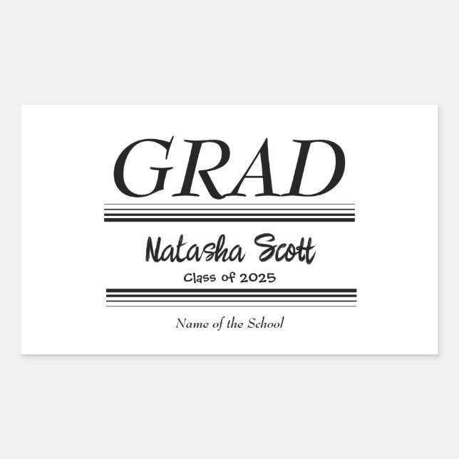 Sticker Rectangulaire Modern Personalized grad school Graduation (Devant)