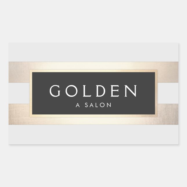 Sticker Rectangulaire Moderne Chic rayé FAUX Gold Foil et noir (Devant)
