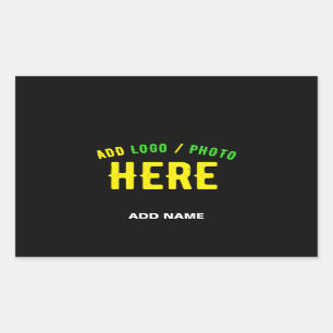 STICKER RECTANGULAIRE MODERNE ET MODERNE PERSONNALISABLE NOIR VÉRIFIÉ