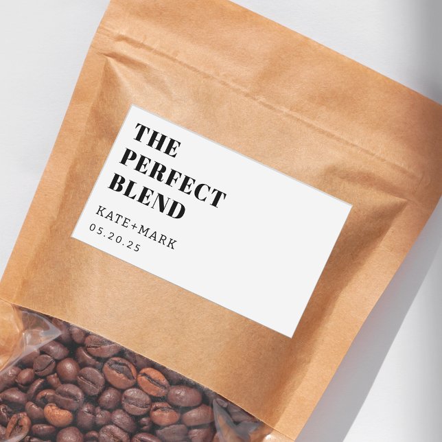 Sticker Rectangulaire Moderne Le Mélange Parfait Mariage Café Faveur (Créateur téléchargé)