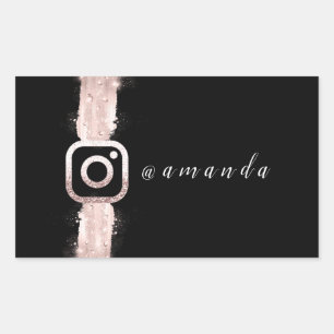 Sticker Rectangulaire Moderne simple maquillage noir blanc Rose Instagra