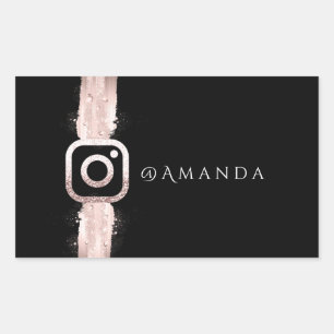 Sticker Rectangulaire Moderne simple maquillage rose étincelle Instagra 