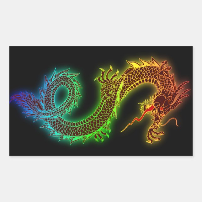 Sticker Rectangulaire Mon chien de garde est un dragon (Devant)