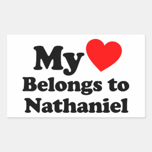 Sticker Rectangulaire Mon coeur appartient à Nathaniel