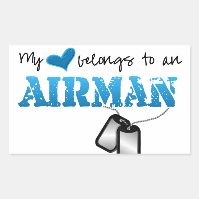 Sticker Rectangulaire Mon coeur appartient à un aviateur (Devant)