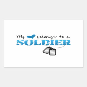 Sticker Rectangulaire Mon Coeur Appartient À Un Soldat