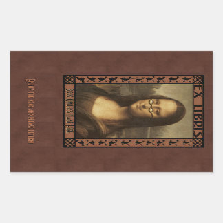Sticker Rectangulaire Mona Lisa dans les lunettes de lecture (personnali