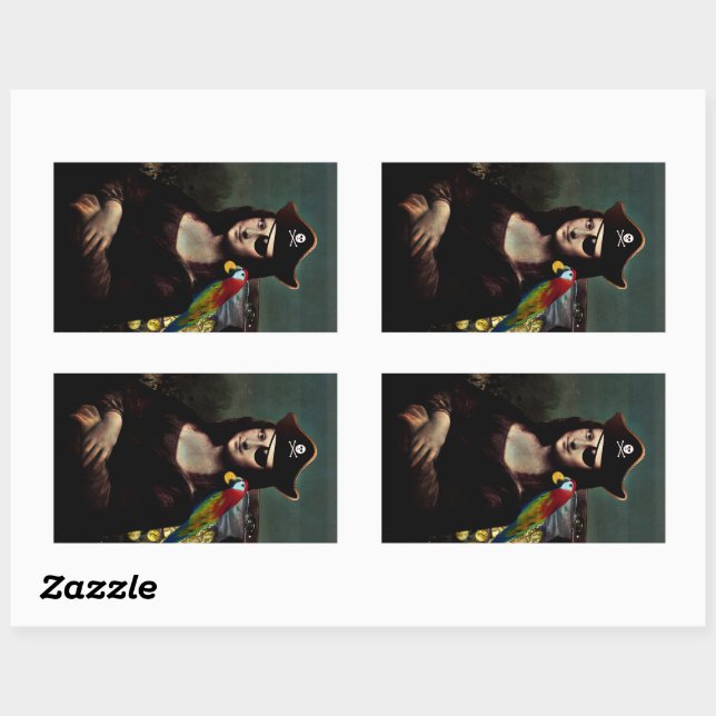 Sticker Rectangulaire Mona Lisa pirate avec cache-œil (Feuille)