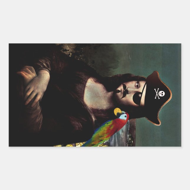 Sticker Rectangulaire Mona Lisa Pirate avec Moustache (Devant)