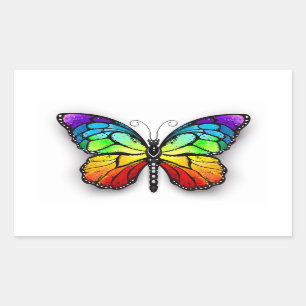 Sticker Rectangulaire Monarque papillon arc-en-ciel