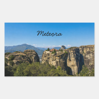Sticker Rectangulaire Monastère au-dessus des rochers | Météora Grèce
