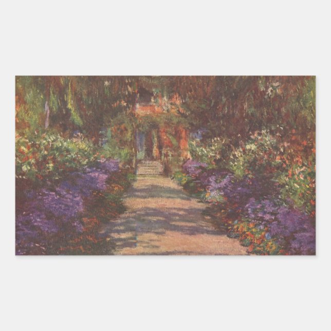 Sticker Rectangulaire Monet : Chemin du jardin, (Devant)