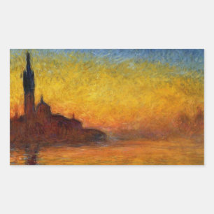 Sticker Rectangulaire Monet Coucher de soleil Venise Coloré Impressionni