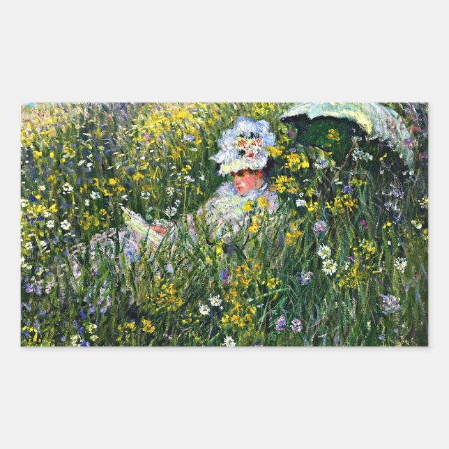 Sticker Rectangulaire Monet - Dans le pré (Devant)